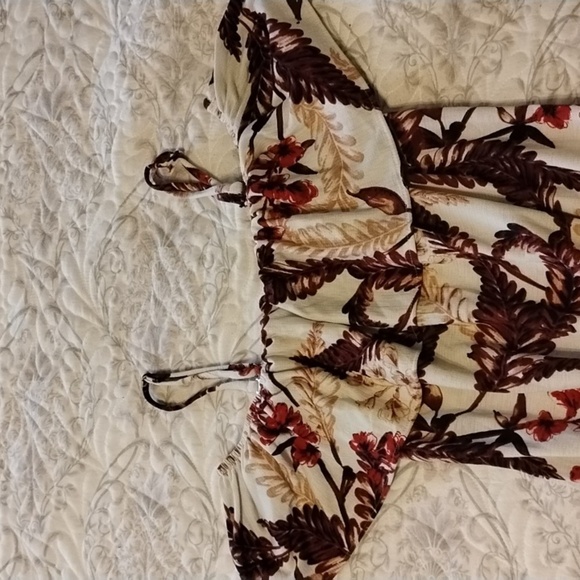 Lildy Woman's Brown & Beige Off Shoulder High Low Hem Dress, Size: S-M - Picture 5 of 12